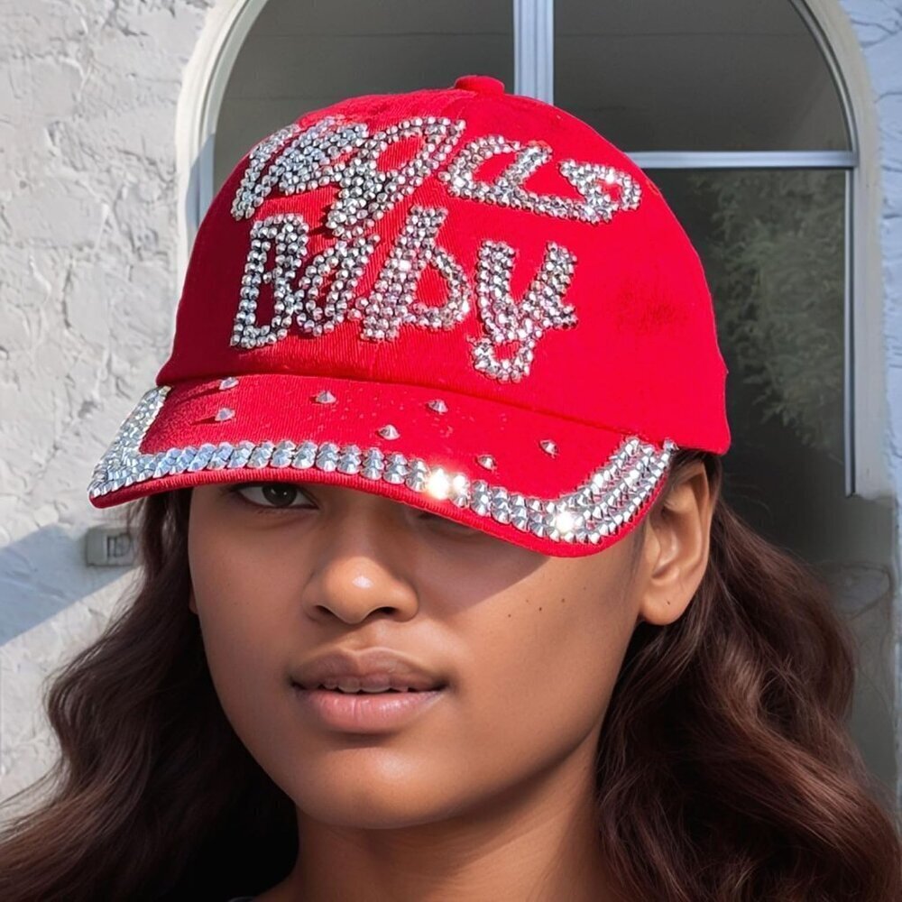 Women's Rhinestone Baseball Cap Bedazzled Distressed Denim Gift - Picture 9 of 9